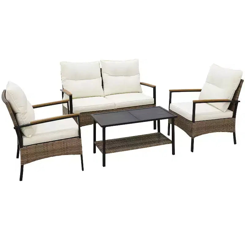 EAGLE PEAK Ensemble de conversation d'extérieur Mojave Dusk 4 pièces, mobilier de jardin en osier
