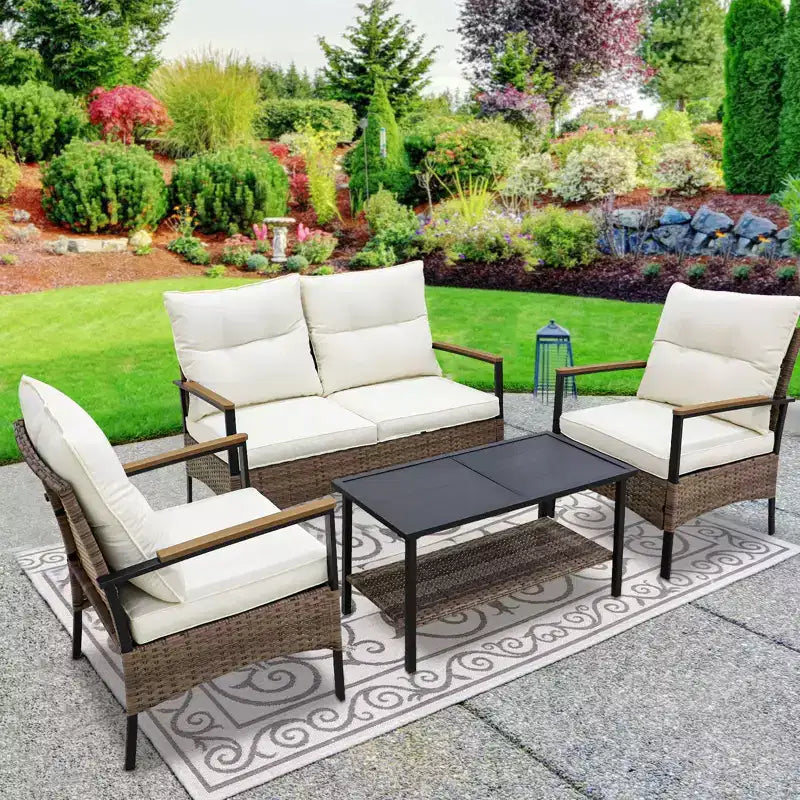 EAGLE PEAK 4 Piece Mojave Dusk Outdoor Conversation Set, Patio Wicker Furniture