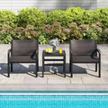 Costway 3 Piece Patio Furniture Set with 2 Modern Rattan Armchair & 25 Squire Side Table Black/Gray