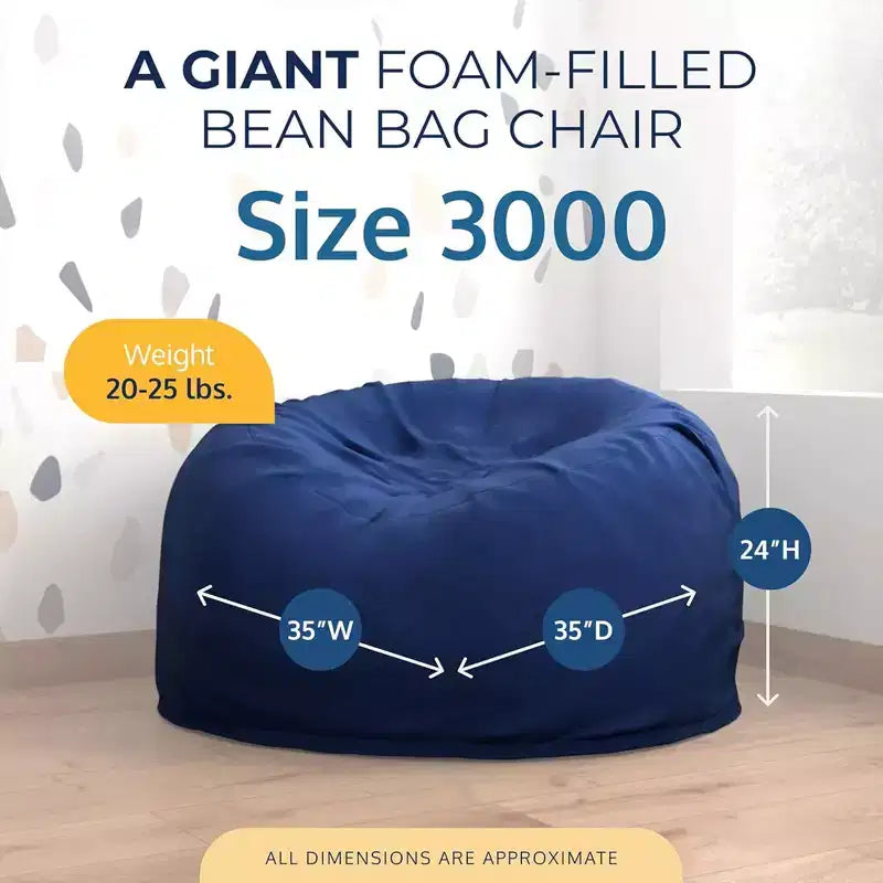 Foam Suede Bean Bag Lounger Chair Indoor