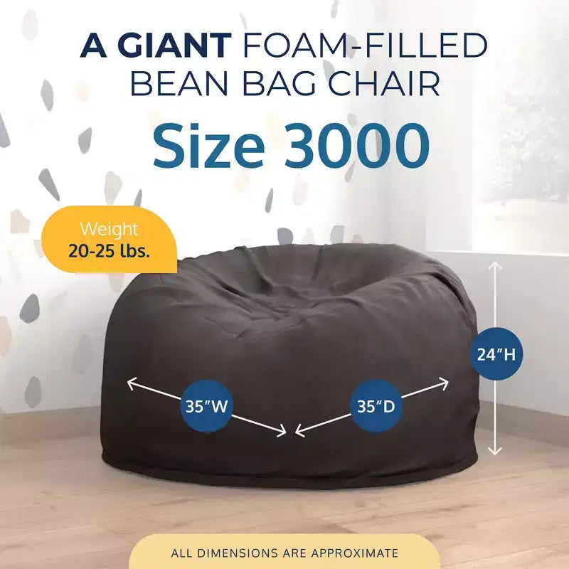 Foam Suede Bean Bag Lounger Chair Indoor