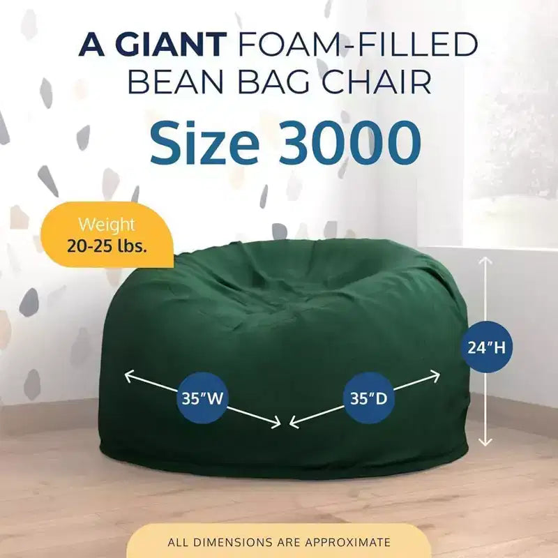 Foam Suede Bean Bag Lounger Chair Indoor