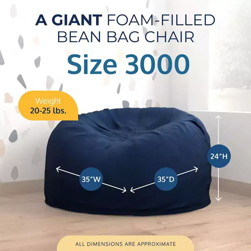 Foam Suede Bean Bag Lounger Chair Indoor
