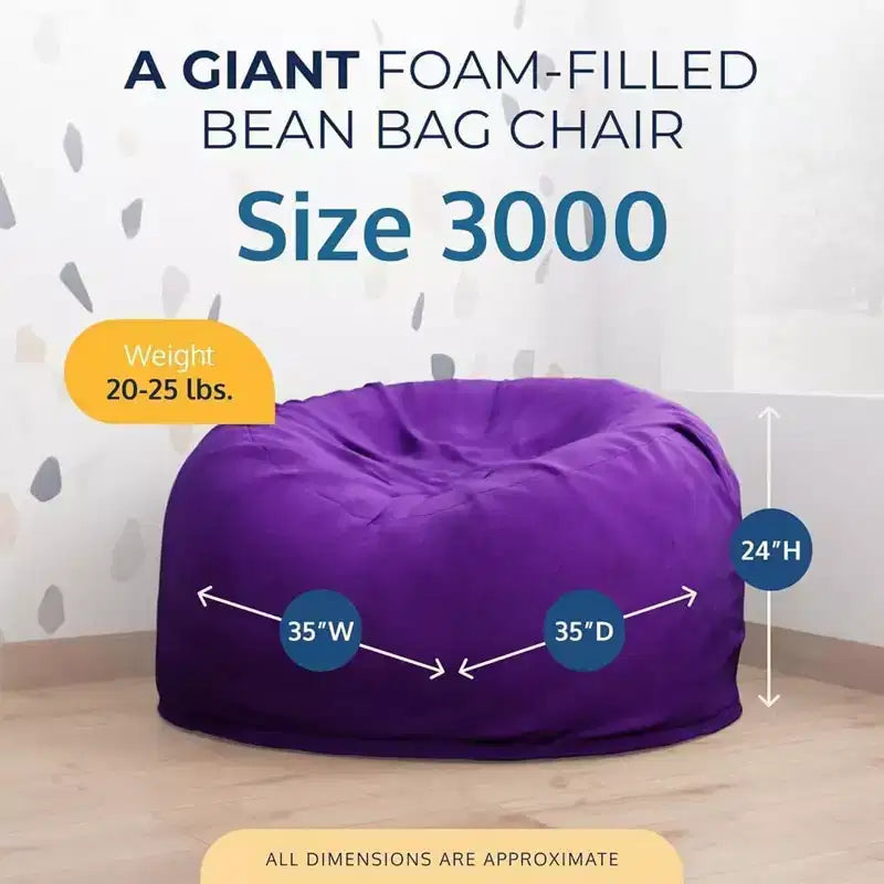 Foam Suede Bean Bag Lounger Chair Indoor