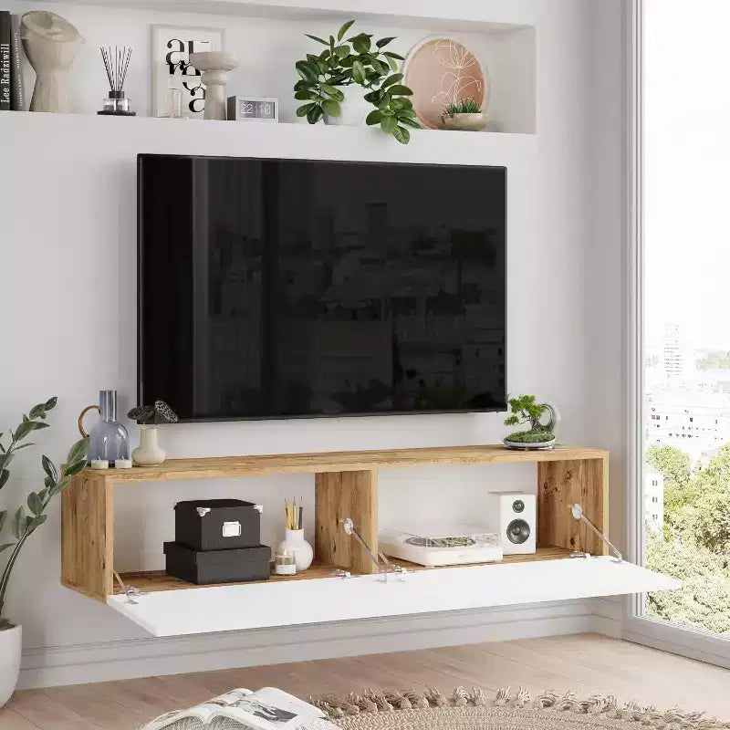 Chipboard Melamine TV Console with Storage Doors 55''