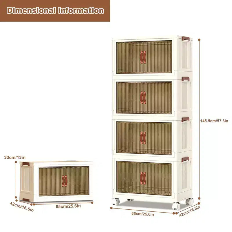 Plastic 4-Tier Stackable Storage Bins with Wheels 57.3''