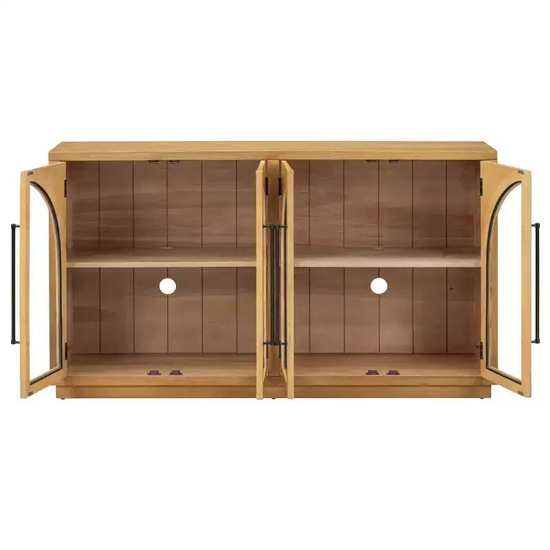 MDF 4-Door Sideboard Buffet Cabinet with Glass Doors 60''
