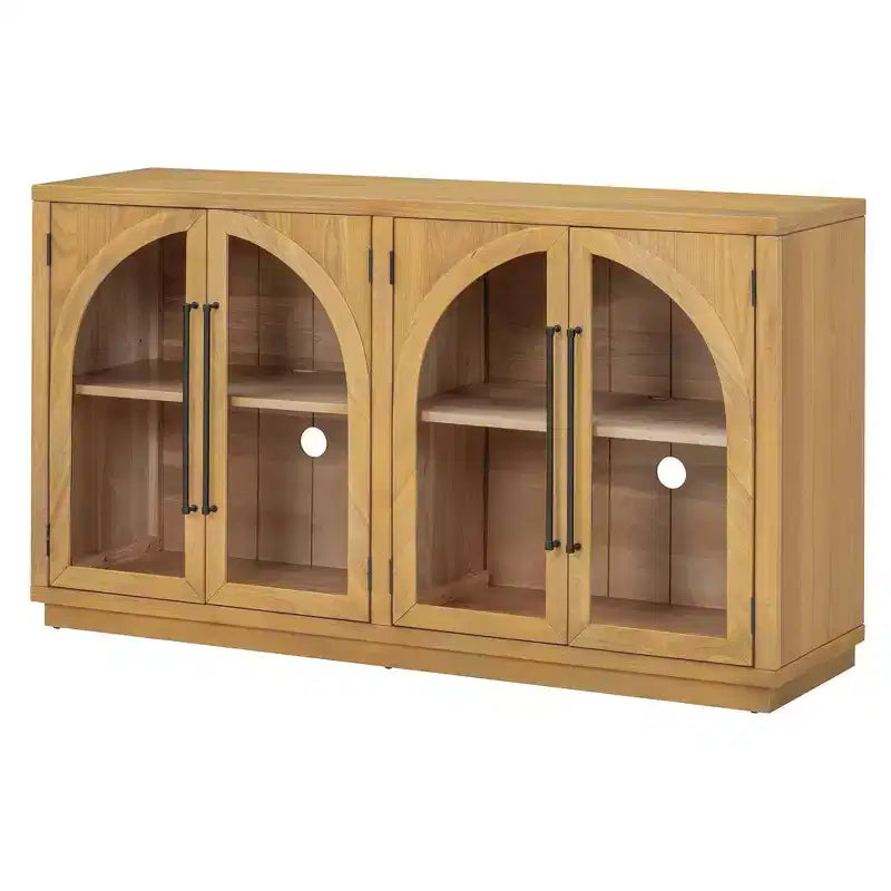 MDF 4-Door Sideboard Buffet Cabinet with Glass Doors 60''