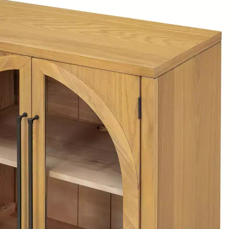 MDF 4-Door Sideboard Buffet Cabinet with Glass Doors 60''