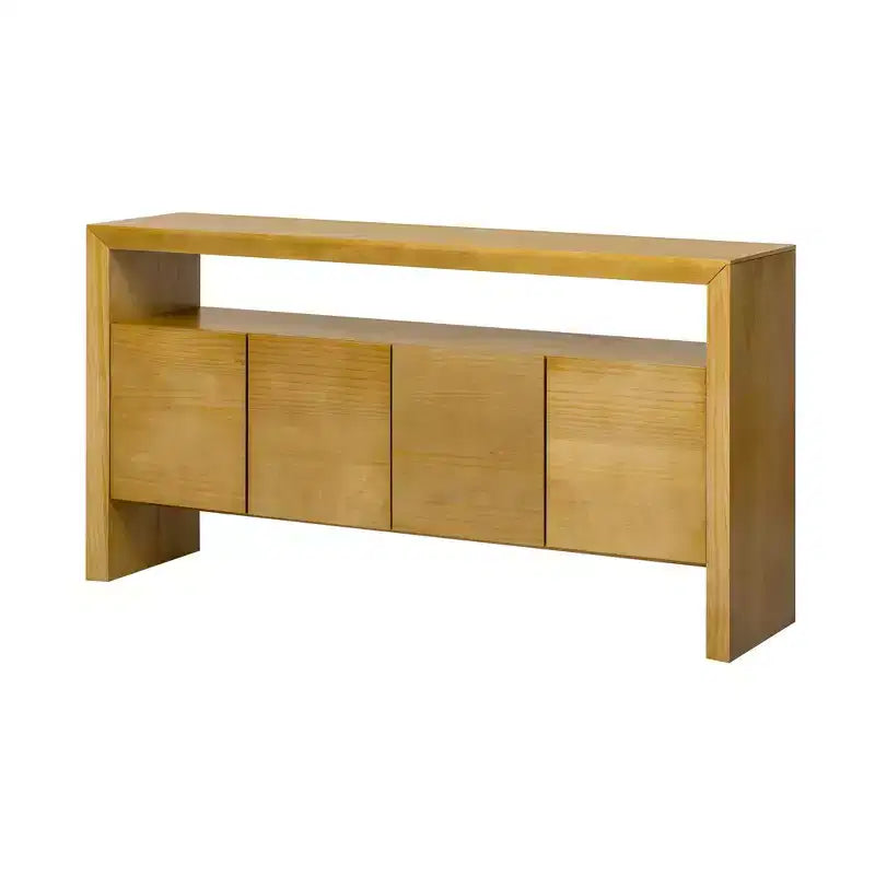 MDF Wood Veneer Sideboard Cabinet with Open Shelf 60''