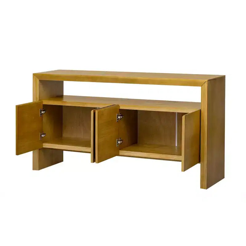 MDF Wood Veneer Sideboard Cabinet with Open Shelf 60''