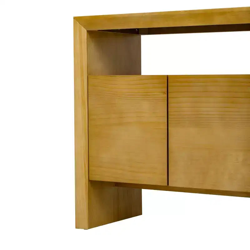 MDF Wood Veneer Sideboard Cabinet with Open Shelf 60''