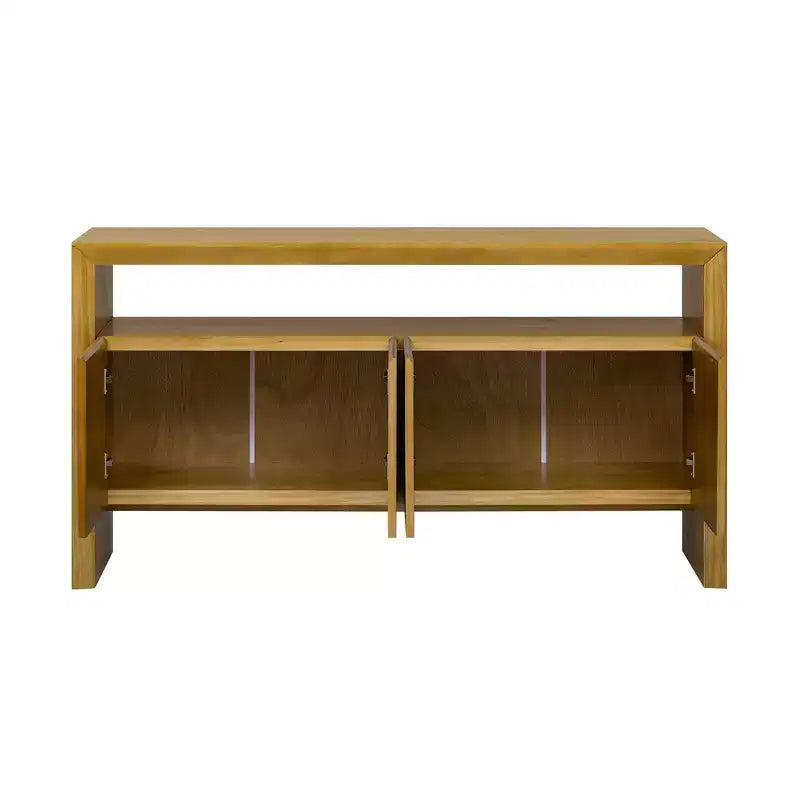 MDF Wood Veneer Sideboard Cabinet with Open Shelf 60''