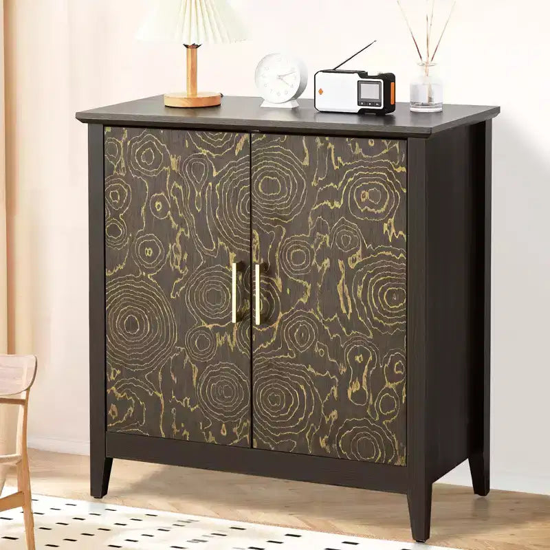 MDF Sideboard Buffet Cabinet with Adjustable Shelves Black