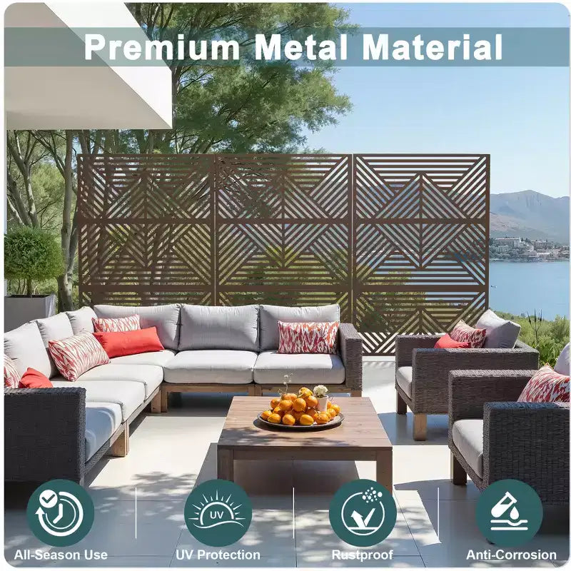 Galvanized Steel Freestanding Outdoor Privacy Screen