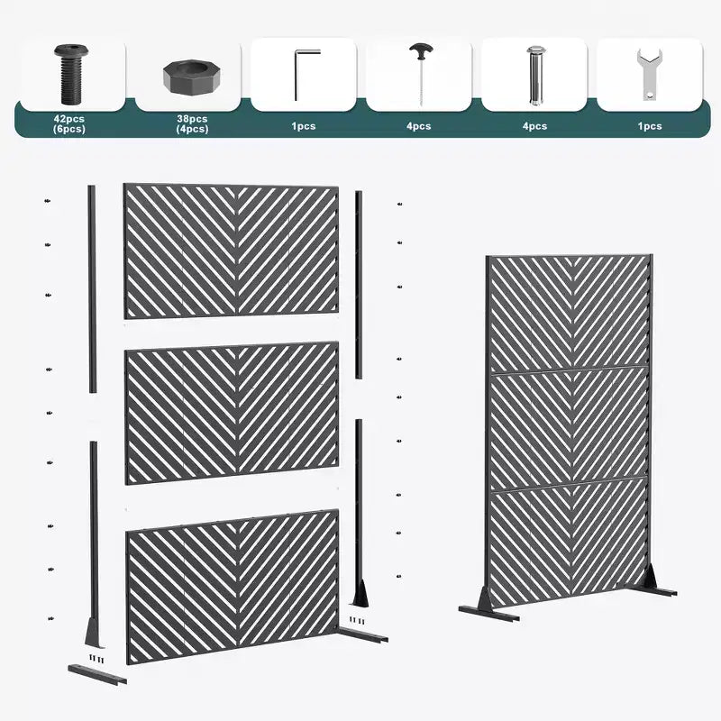 Galvanized Steel Freestanding Outdoor Privacy Screen