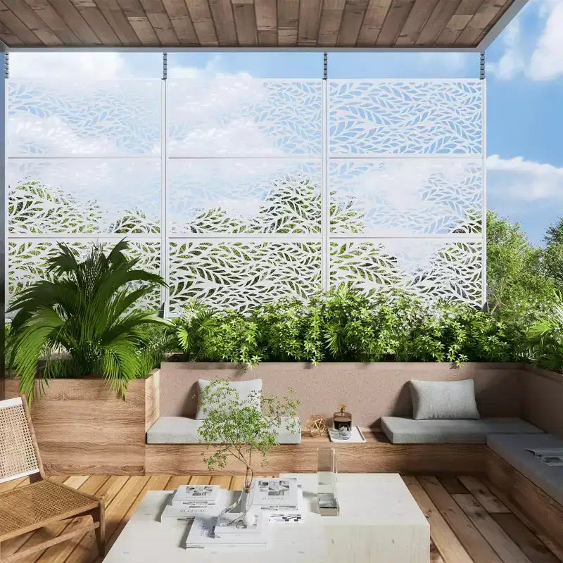 Galvanized Steel Freestanding Outdoor Privacy Screen