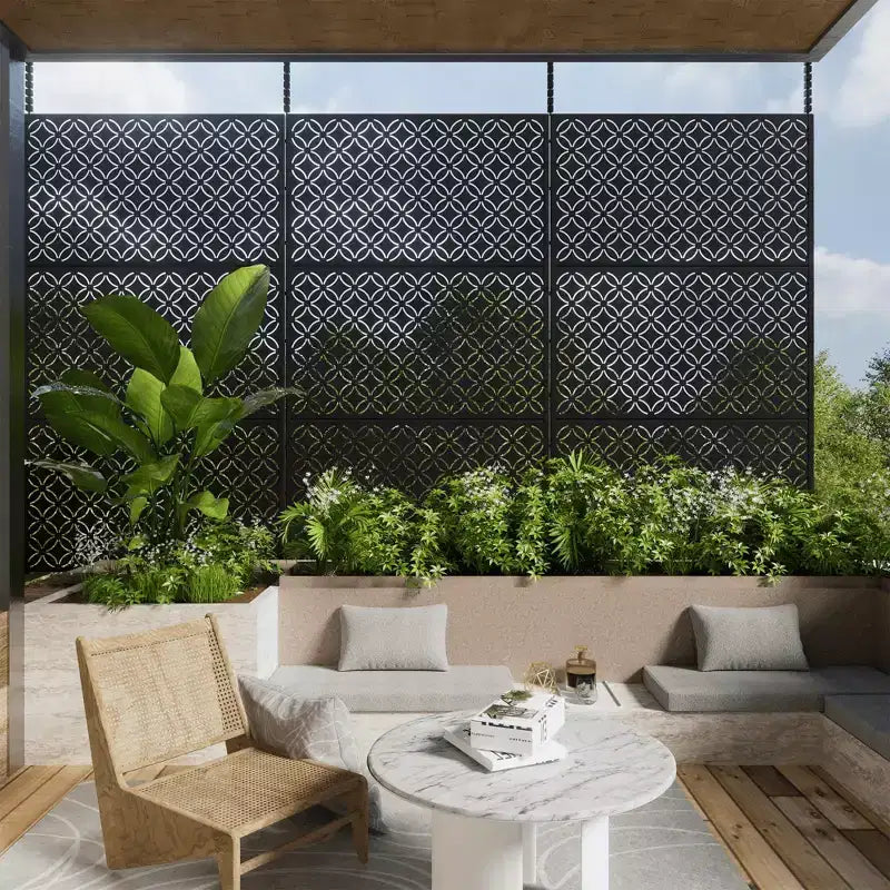 Galvanized Steel Freestanding Outdoor Privacy Screen