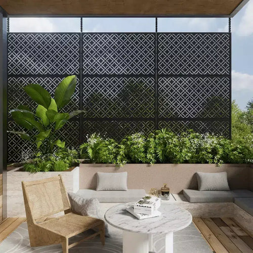 Galvanized Steel Freestanding Outdoor Privacy Screen