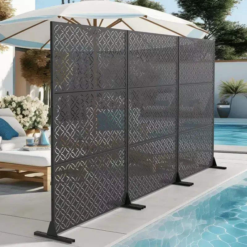 Galvanized Steel Freestanding Outdoor Privacy Screen