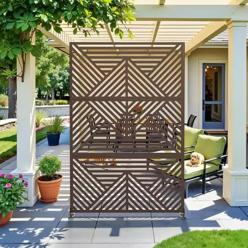 Galvanized Steel Freestanding Outdoor Privacy Screen