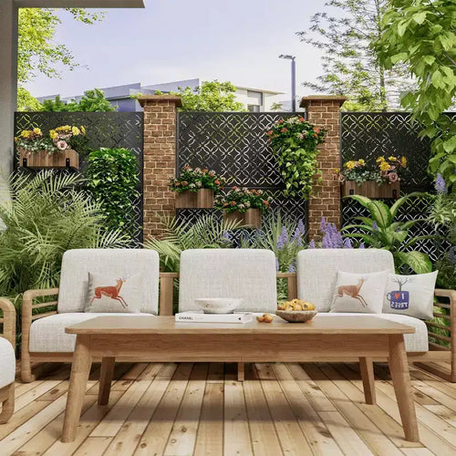 MAYEERTY Galvanized Steel Privacy Screen Outdoor and Indoor Divider Freestanding Decorative Screen for Balcony Garden 1pcs