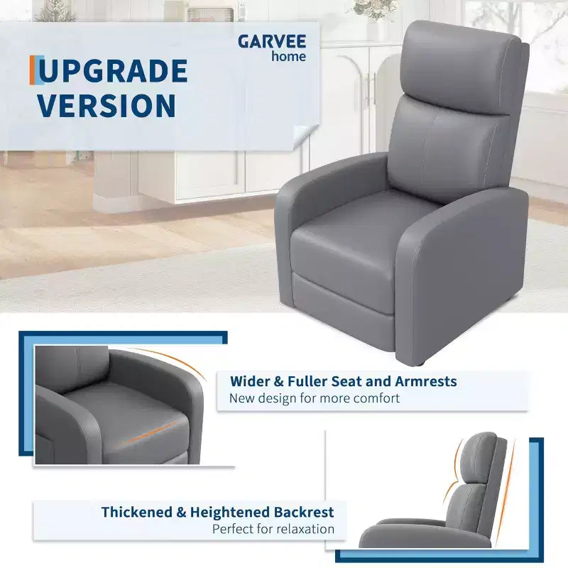 Fabric Manual Recliner Chair with Tall Back and Wide Arms
