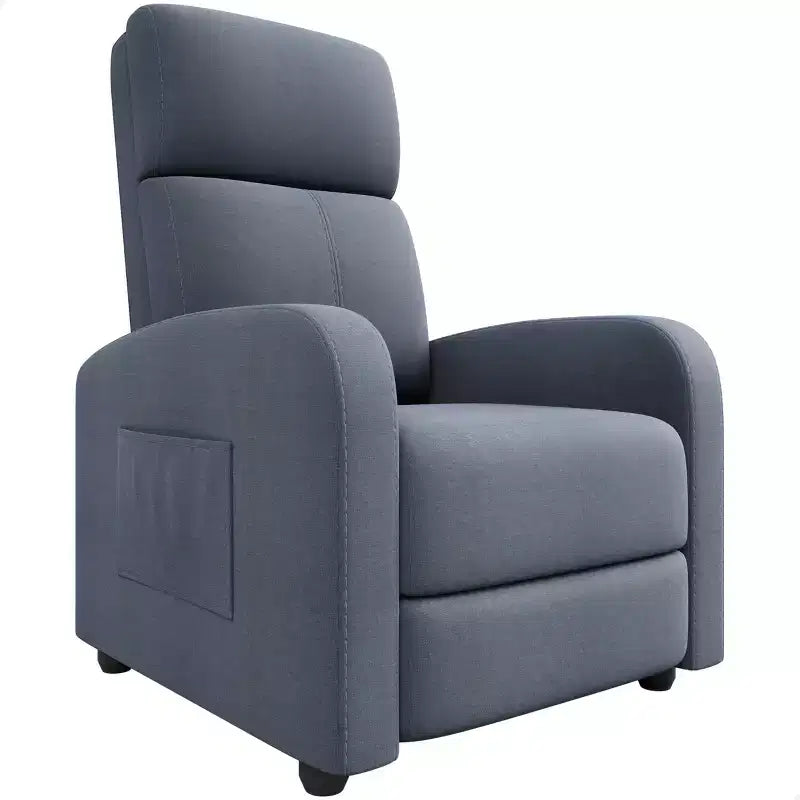 Fabric Manual Recliner Chair with Tall Back and Wide Arms