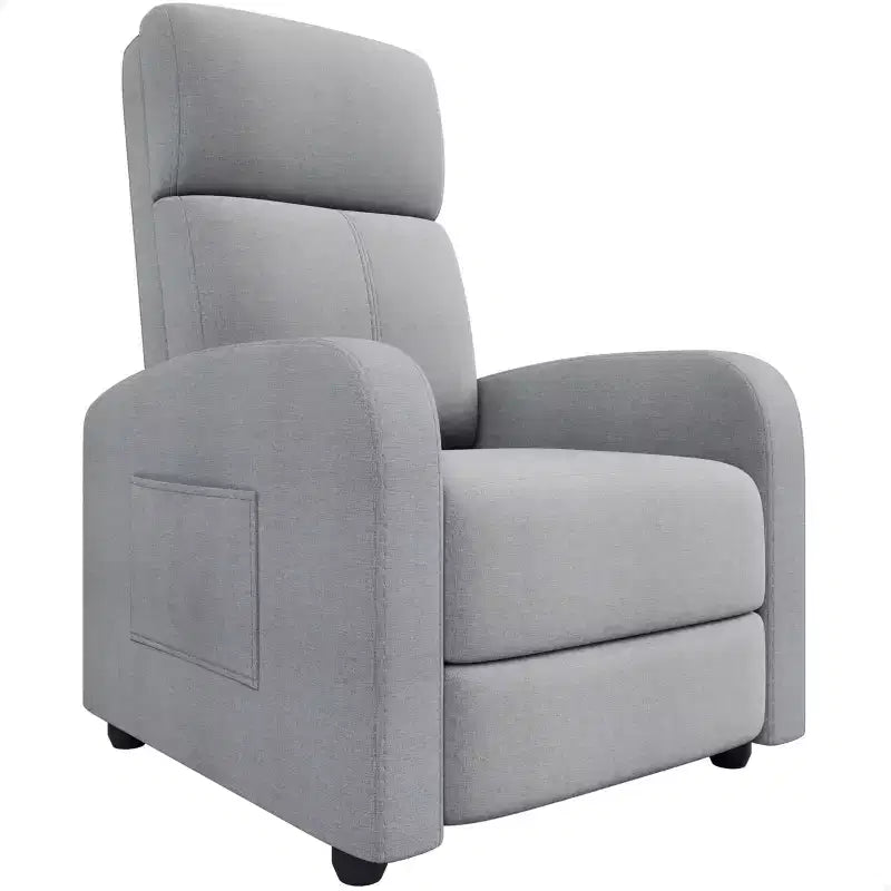 Fabric Manual Recliner Chair with Tall Back and Wide Arms
