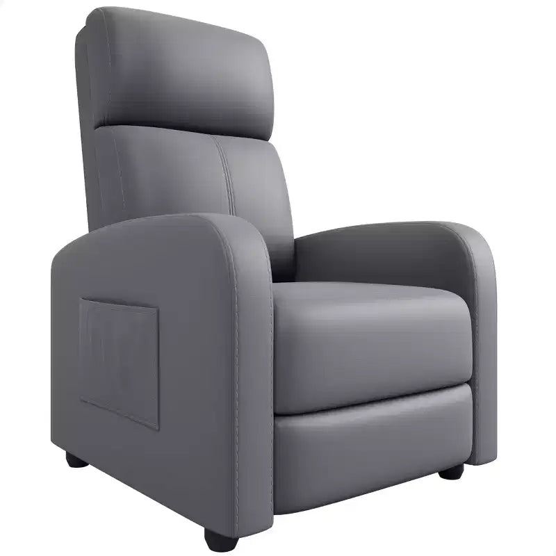 Fabric Manual Recliner Chair with Tall Back and Wide Arms