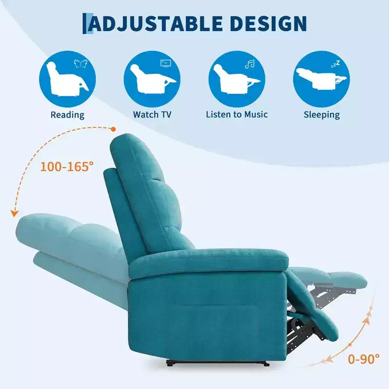 Fabric Manual Recliner Chair with Side Pocket