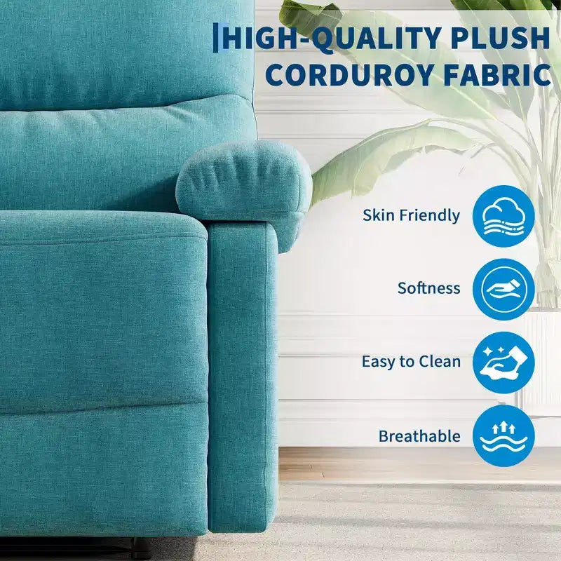 Fabric Manual Recliner Chair with Side Pocket