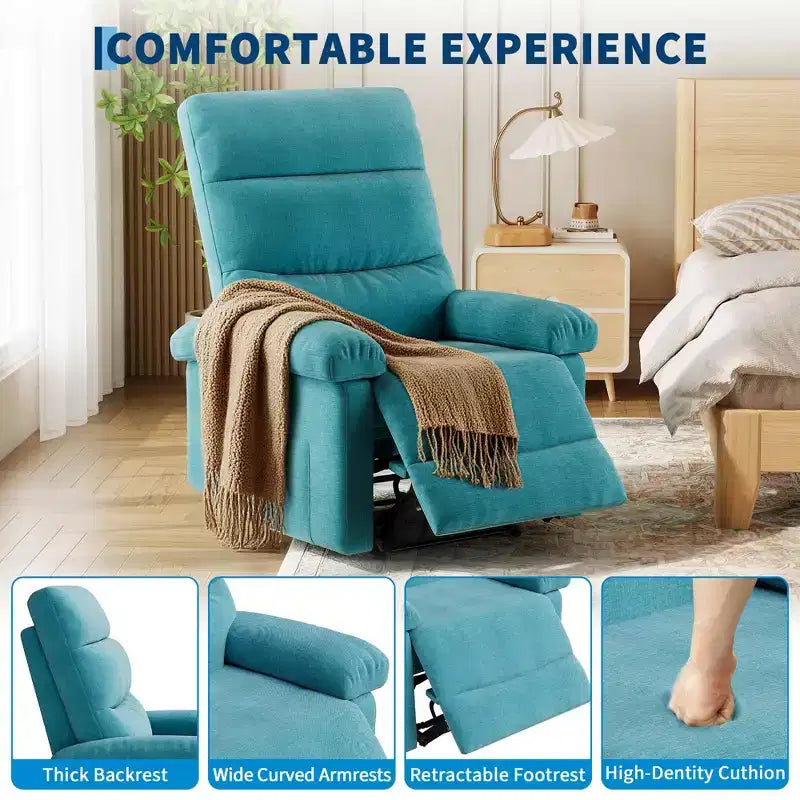 Fabric Manual Recliner Chair with Side Pocket