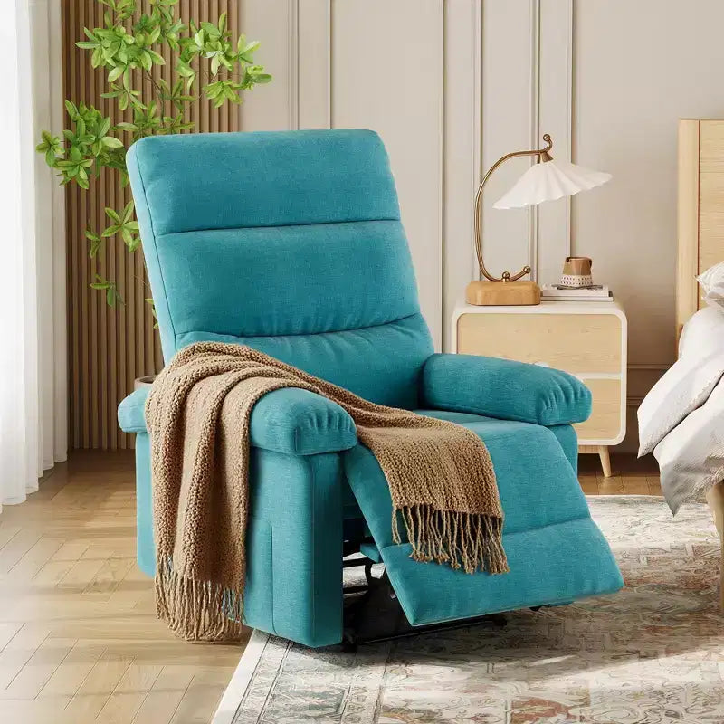 Fabric Manual Recliner Chair with Side Pocket