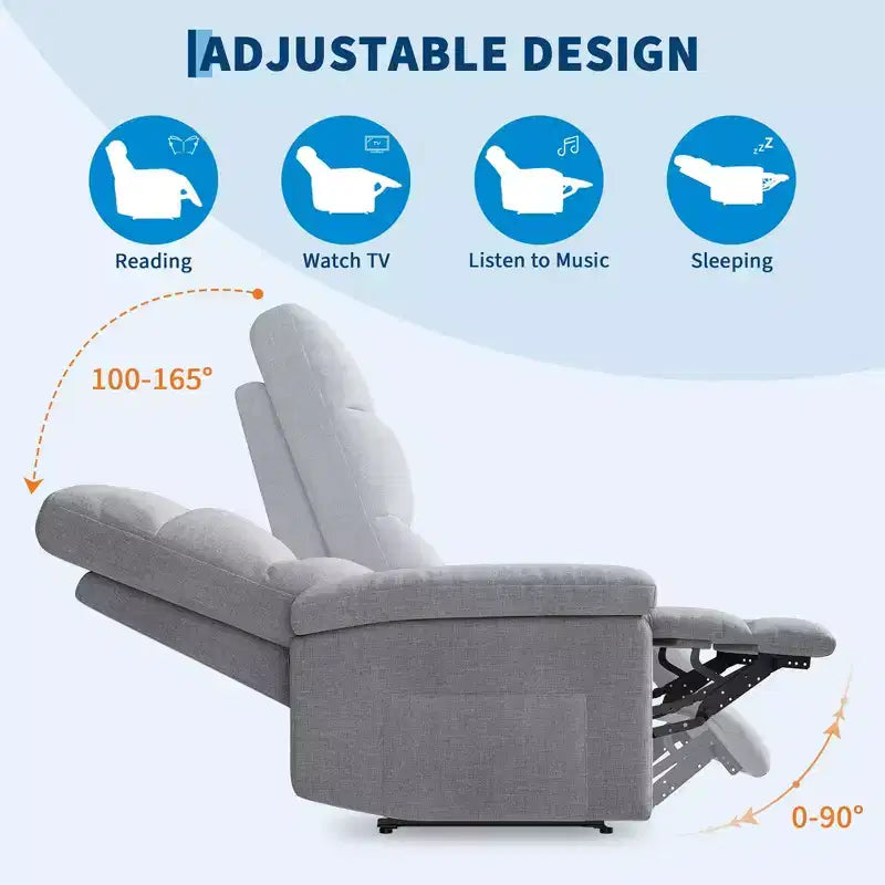 Fabric Manual Recliner Chair with Side Pocket