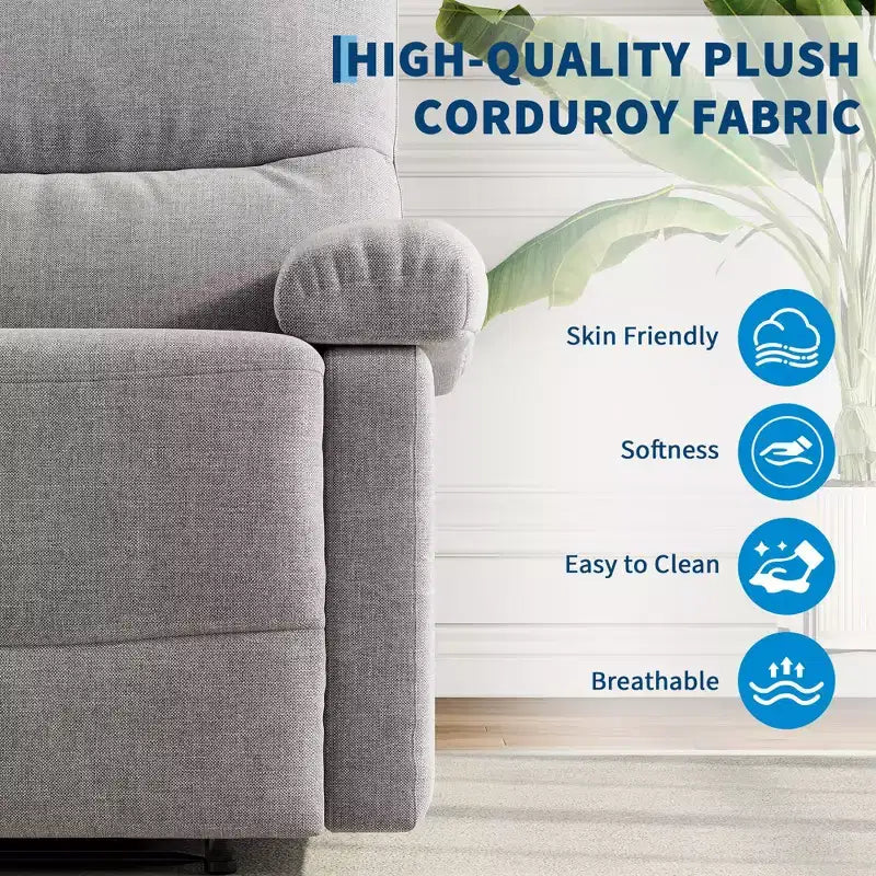 Fabric Manual Recliner Chair with Side Pocket
