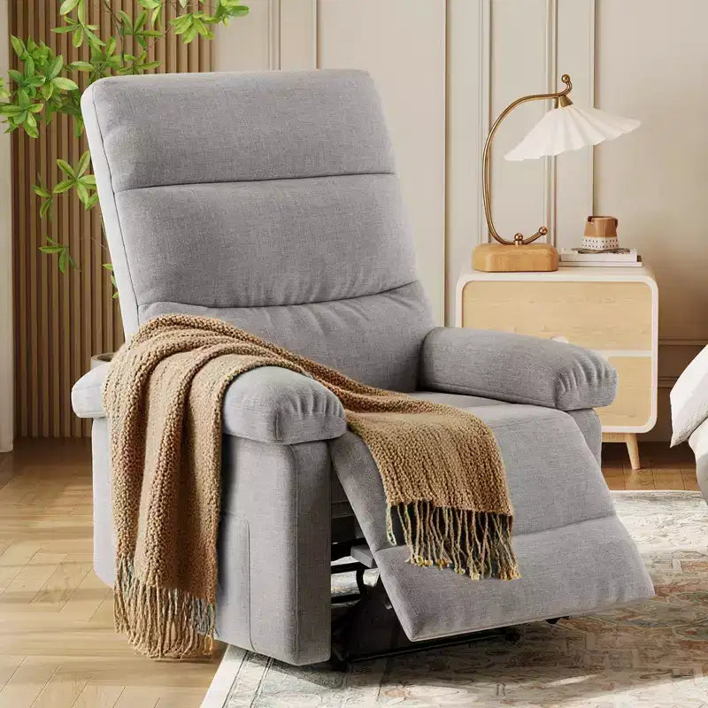 Fabric Manual Recliner Chair with Side Pocket