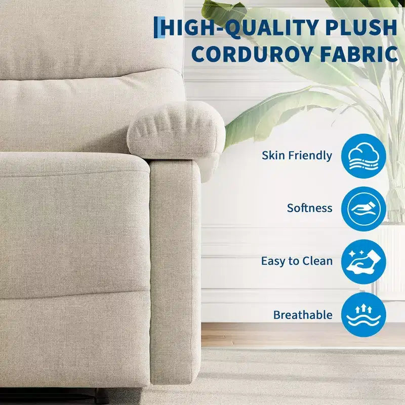Fabric Manual Recliner Chair with Side Pocket