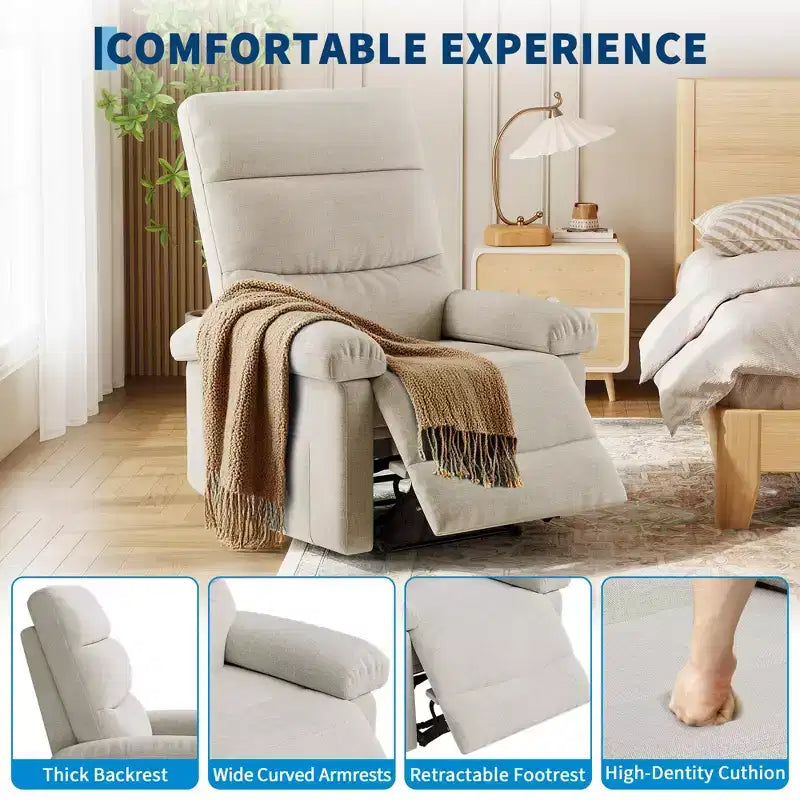 Fabric Manual Recliner Chair with Side Pocket