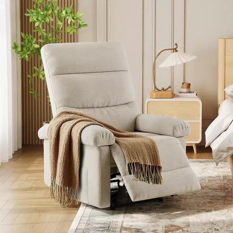 Fabric Manual Recliner Chair with Side Pocket
