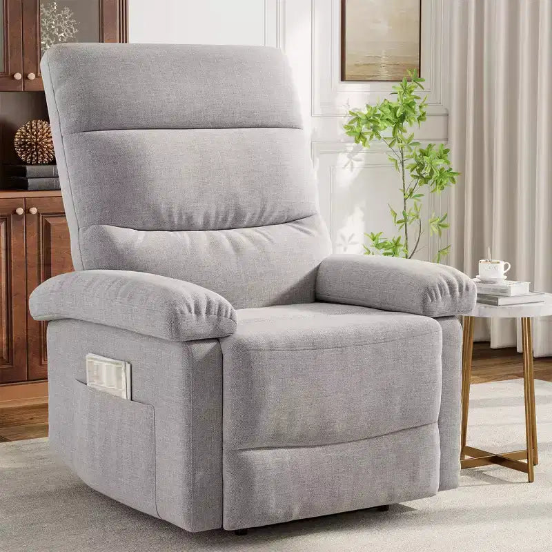Fabric Manual Recliner Chair with Side Pocket