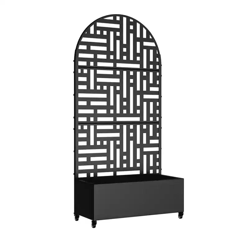 Iron Black Arch Planter Box with Trellis 72x35x16''