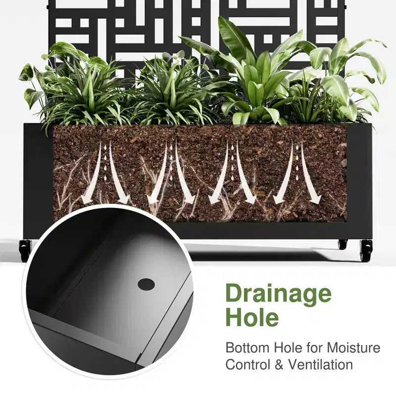 Iron Black Arch Planter Box with Trellis 72x35x16''