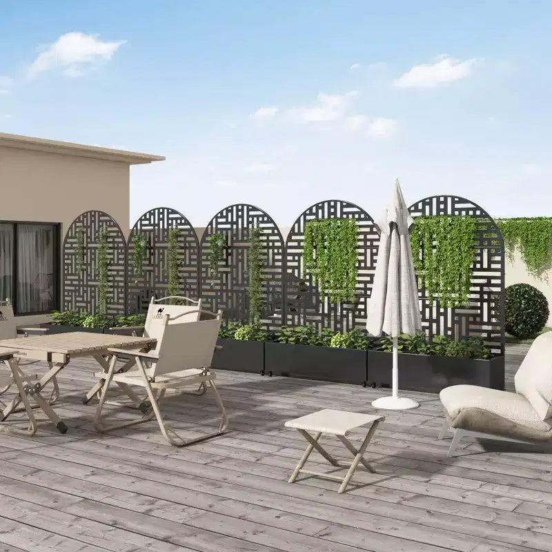 Iron Black Arch Planter Box with Trellis 72x35x16''