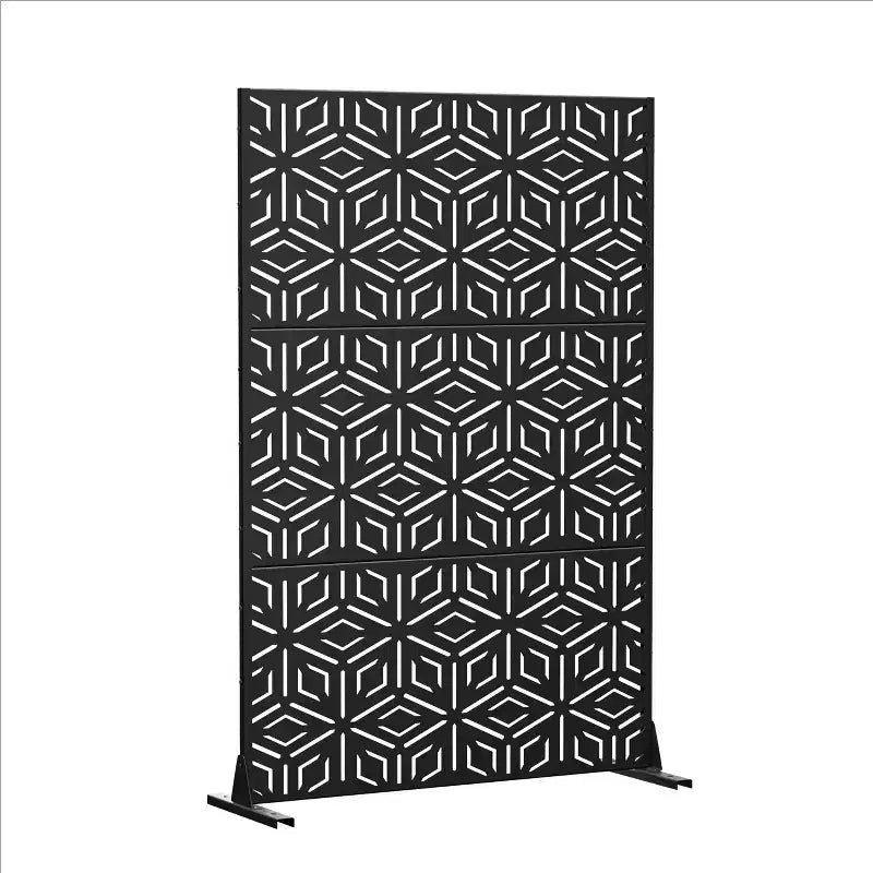 Galvanized Steel 3-Panel Room Divider Screen 72x47''