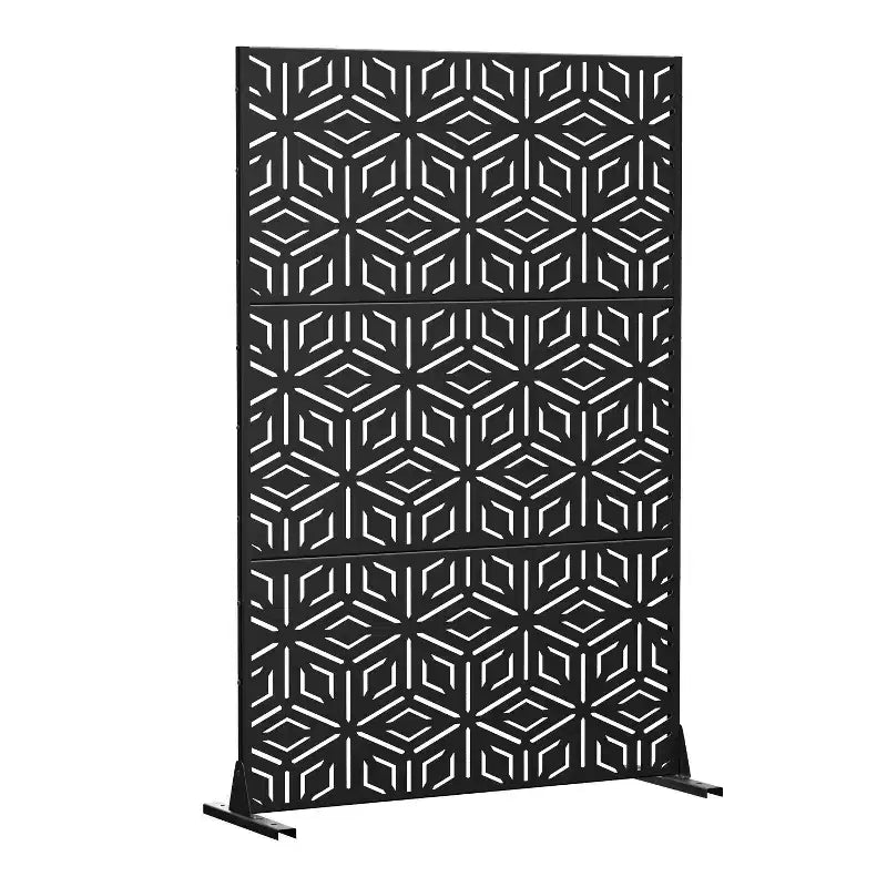 Galvanized Steel 3-Panel Room Divider Screen 72x47''