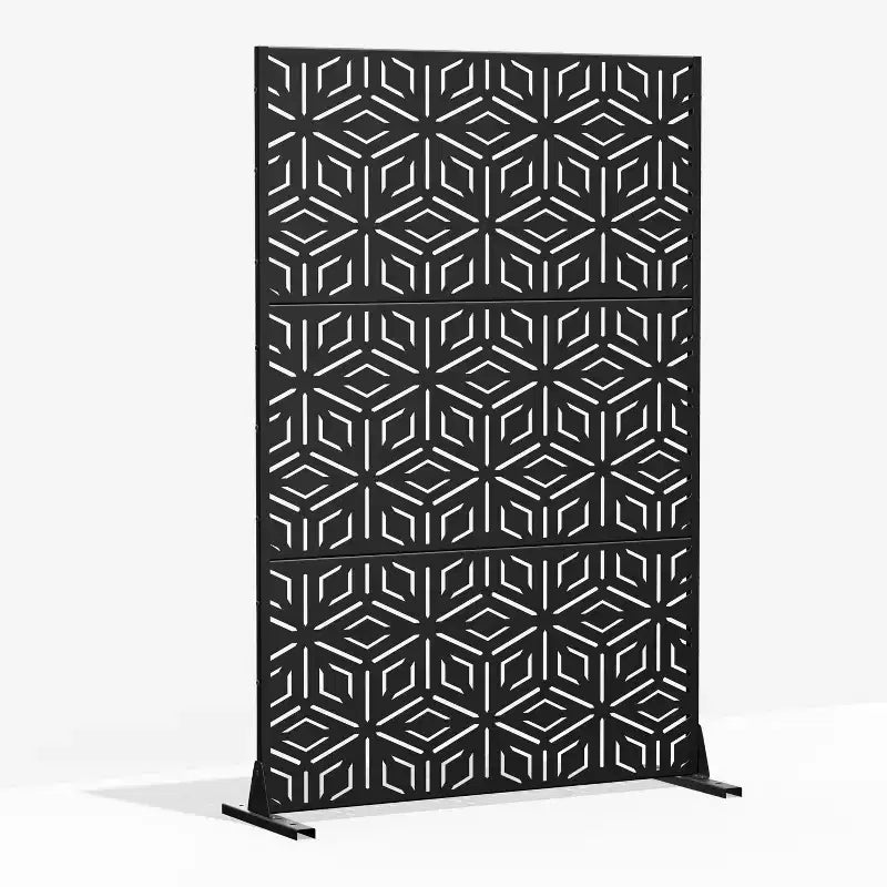 Galvanized Steel 3-Panel Room Divider Screen 72x47''