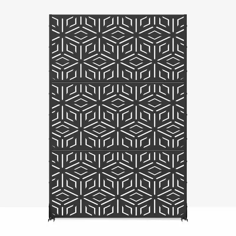 Galvanized Steel 3-Panel Room Divider Screen 72x47''