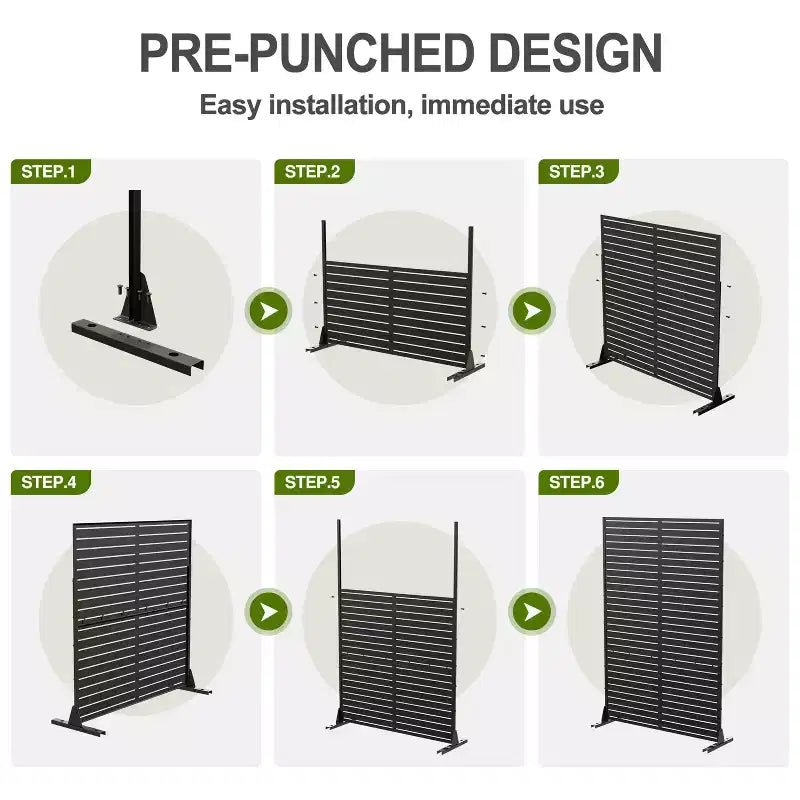 Galvanized Steel 3-Panel Room Divider Screen 72x47''