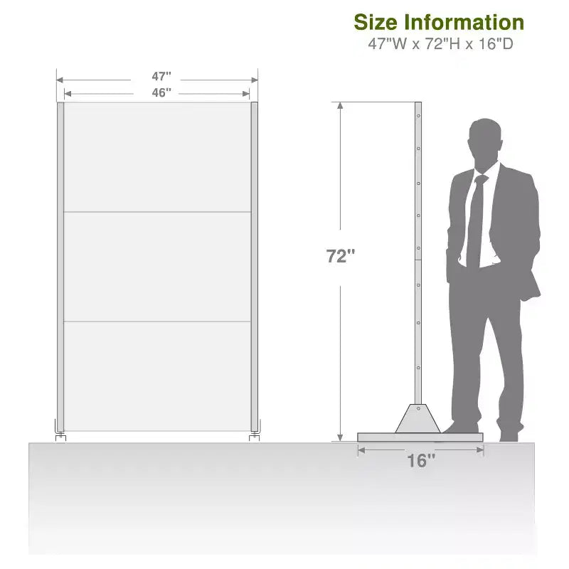 Galvanized Steel 3-Panel Room Divider Screen 72x47''